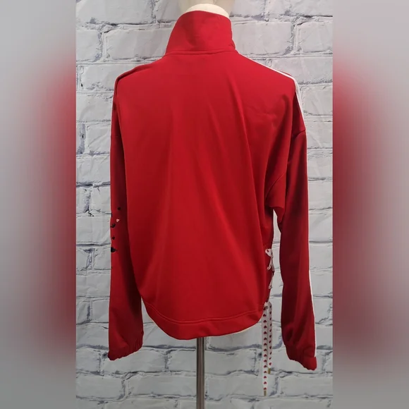 NWOT adidas Womens Track Jacket Valentine's Edition Hearts Red White size Medium - Picture 11 of 16